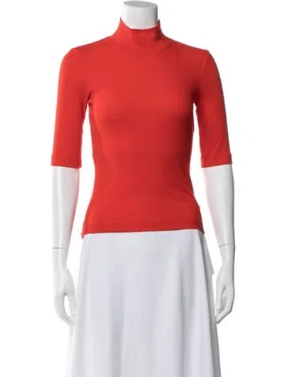 Pre-owned Rosetta Getty Turtleneck Three-quarter Sleeve Top W/ Tags In Orange