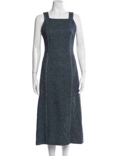 Pre-owned Rosetta Getty Tweed Pattern Midi Length Dress In Blue