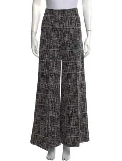 Pre-owned Rosetta Getty Tweed Pattern Wide Leg Pants In Black