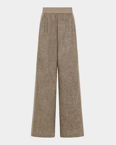 ROSETTA GETTY TWEED WIDE-LEG TROUSERS