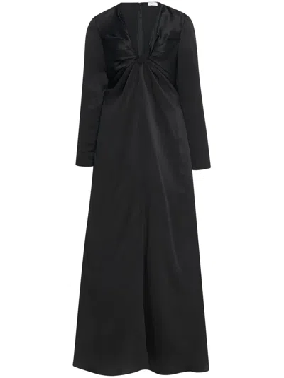 Rosetta Getty Twist-detail Long-sleeve Maxi Dress In Schwarz