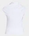 Rosetta Getty Twist Draped High-neck Top In White