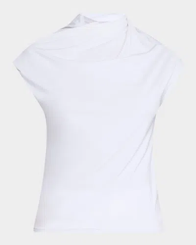 Rosetta Getty Twist Draped High-neck Top In White