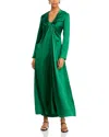 Rosetta Getty Twisted Long-sleeve Silk Gown In Forest