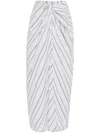 Rosetta Getty Striped Twisted Cotton Poplin Maxi Skirt In White
