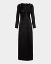 Rosetta Getty Twisted Long-sleeve Silk Gown In Black