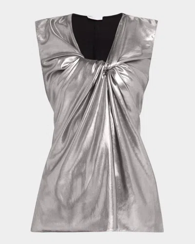 Rosetta Getty Twisted Metallic Tank Top In Silver