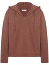 Rosetta Getty V-neck Drawstring Hoodie In Brown