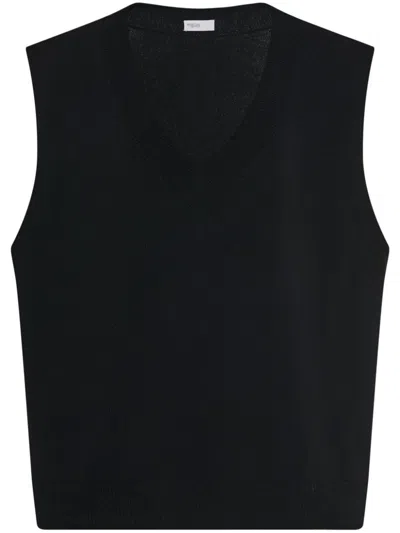 Rosetta Getty V-neck Knitted Vest In Black