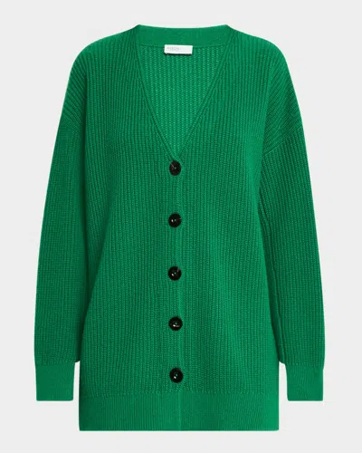 Rosetta Getty V-neck Rib Knit Tunic Cardigan In Mint