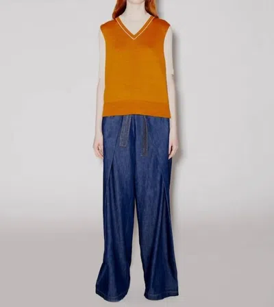 Rosetta Getty V-neck Sweater Vest In Cognac In Brown
