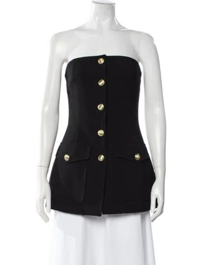 Pre-owned Rosetta Getty Virgin Wool Strapless Top In Black