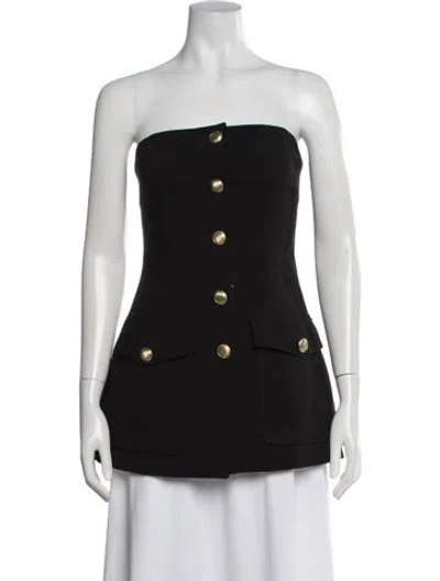 Pre-owned Rosetta Getty Virgin Wool Strapless Top In Black