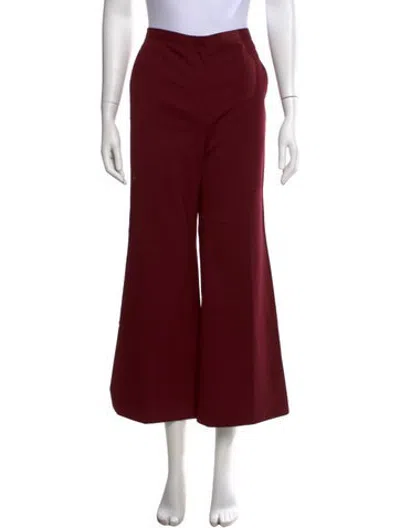 Pre-owned Rosetta Getty Virgin Wool Wide Leg Pants In Burgundy