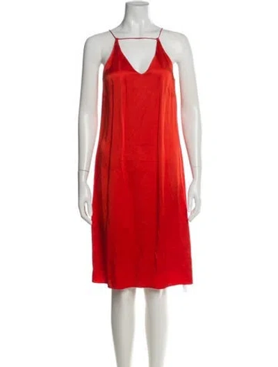 Pre-owned Rosetta Getty V-neck Knee-length Dress In Red