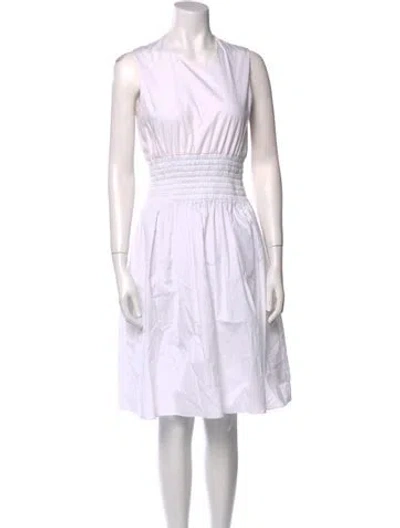 Pre-owned Rosetta Getty V-neck Knee-length Dress In White