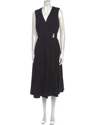 Pre-owned Rosetta Getty V-neck Long Dress In Black