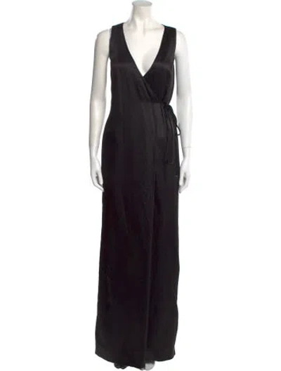 Pre-owned Rosetta Getty V-neck Long Dress In Black