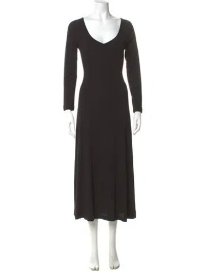 Pre-owned Rosetta Getty V-neck Long Dress In Black