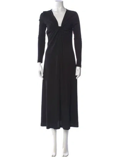 Pre-owned Rosetta Getty V-neck Long Dress In Black