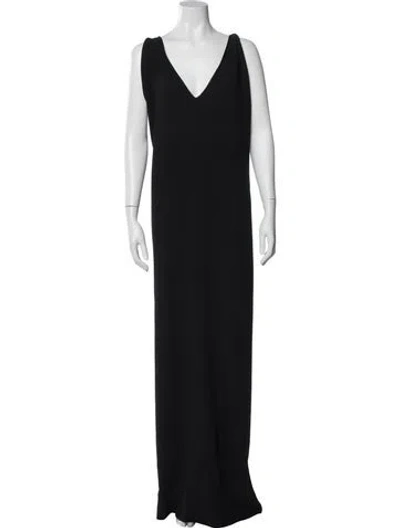 Pre-owned Rosetta Getty V-neck Long Dress In Black