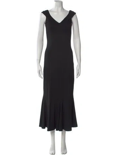 Pre-owned Rosetta Getty V-neck Long Dress In Black