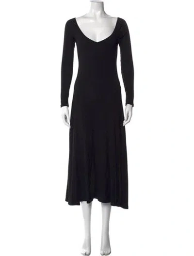 Pre-owned Rosetta Getty V-neck Long Dress In Black