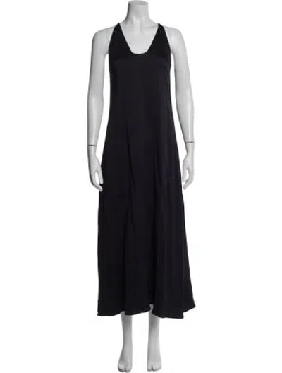Pre-owned Rosetta Getty V-neck Long Dress In Black