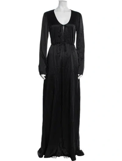 Pre-owned Rosetta Getty V-neck Long Dress In Black