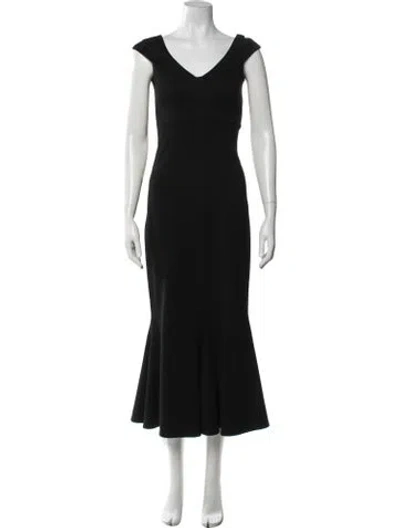 Pre-owned Rosetta Getty V-neck Long Dress In Black