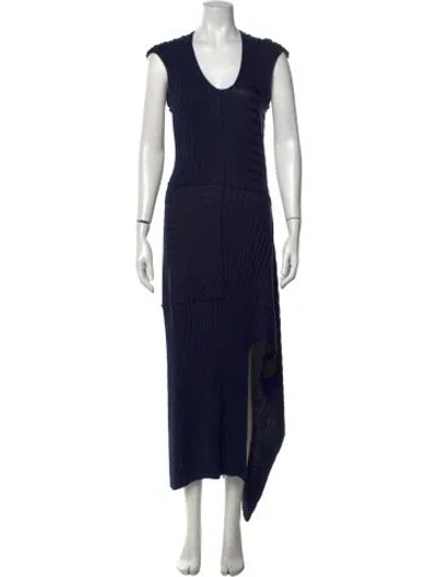 Pre-owned Rosetta Getty V-neck Long Dress In Blue