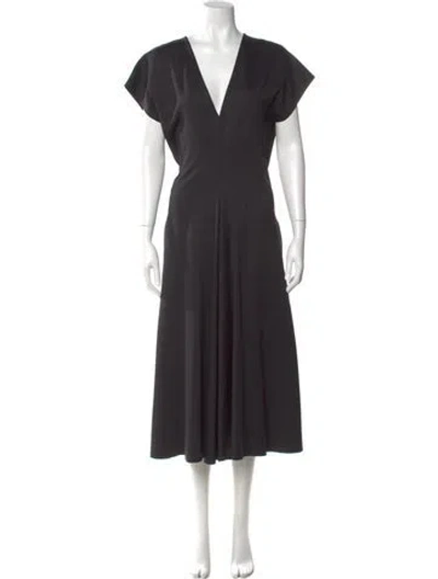 Pre-owned Rosetta Getty V-neck Long Dress In Gray