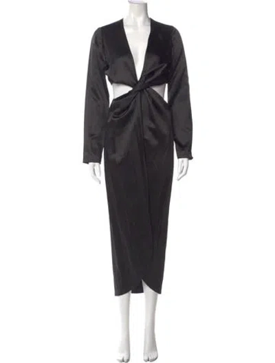 Pre-owned Rosetta Getty V-neck Long Dress In Gray