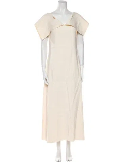 Pre-owned Rosetta Getty V-neck Long Dress In Neutral