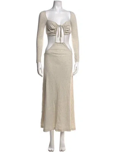 Pre-owned Rosetta Getty V-neck Long Dress In Neutral