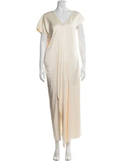 Pre-owned Rosetta Getty V-neck Long Dress In Neutral