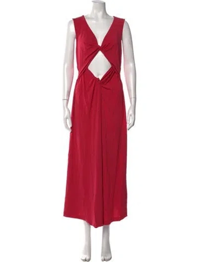 Pre-owned Rosetta Getty V-neck Long Dress In Pink