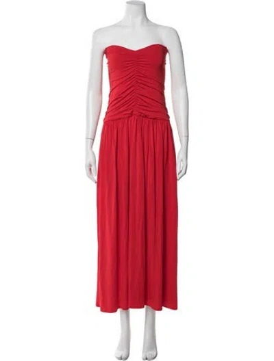 Pre-owned Rosetta Getty V-neck Long Dress In Red