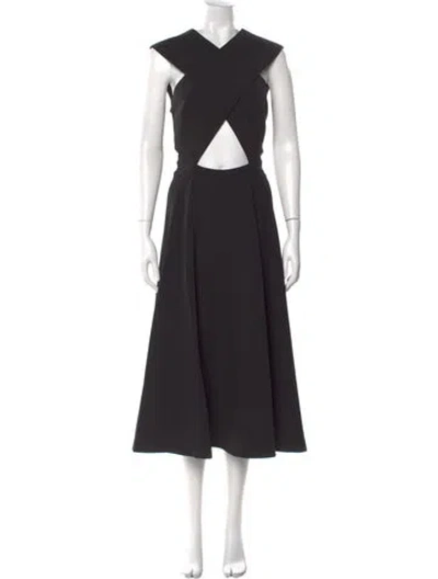 Pre-owned Rosetta Getty V-neck Long Dress W/ Tags In Black