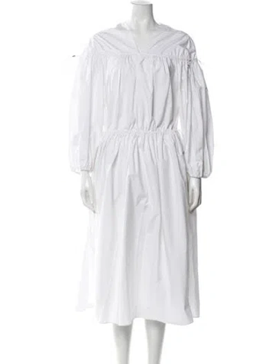 Pre-owned Rosetta Getty V-neck Long Dress In White