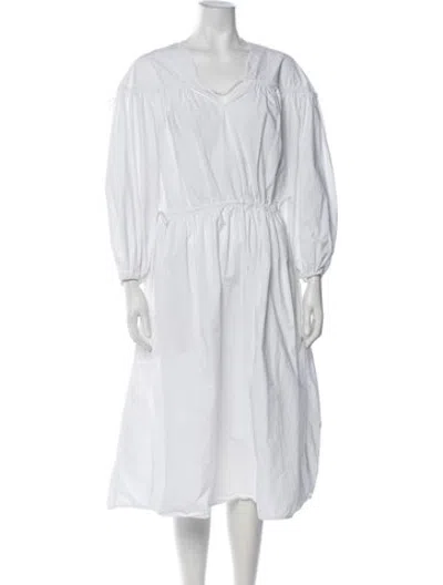 Pre-owned Rosetta Getty V-neck Long Dress In White