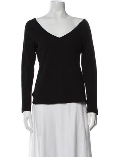 Pre-owned Rosetta Getty V-neck Long Sleeve Top In Black