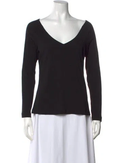 Pre-owned Rosetta Getty V-neck Long Sleeve Top In Black