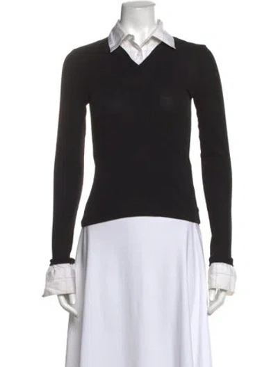 Pre-owned Rosetta Getty V-neck Long Sleeve Top In Black/neutrals