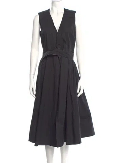 Pre-owned Rosetta Getty V-neck Midi Length Dress In Gray