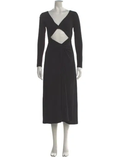 Pre-owned Rosetta Getty V-neck Midi Length Dress In Gray