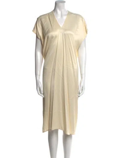 Pre-owned Rosetta Getty V-neck Midi Length Dress In Neutral