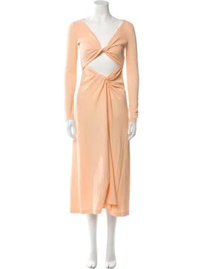 Pre-owned Rosetta Getty V-neck Midi Length Dress In Orange