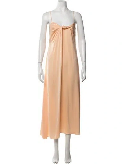 Pre-owned Rosetta Getty V-neck Midi Length Dress In Orange