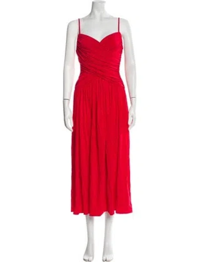Pre-owned Rosetta Getty V-neck Midi Length Dress In Red